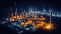 Industry pipeline transport petrochemical, gas and oil processing. The power industry factory at night. Generative Ai Royalty Free Stock Photo