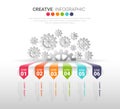 Industry presentation model with gears cogwheels 6 steps
