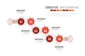 Industry presentation model with gears cogwheels 6 steps. Concept of coordinated work, mechanical process, functioning mechanism.