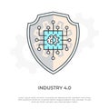 Industry 4.0 safe industrial machine learning concept AI process automation vector illustration Royalty Free Stock Photo