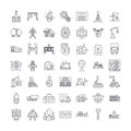 Industry set linear icons, signs, symbols vector line illustration set Royalty Free Stock Photo