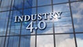 Industry 4.0 sign on glass mirrored building