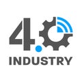 Industry 4.0 smart factory concept logo, gear and wireless - symbolize the industry 4.0. EPS 10