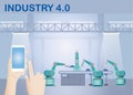 Industry 4.0 Smart factory wireless connection concept