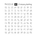 IT industry staffing linear icons set