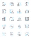 Industry survey linear icons set. Analysis, Statistics, Research, Trends, Insights, Findings, Analytics line vector and