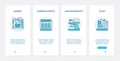 Industry technology UX, UI onboarding mobile app page screen set with line symbols