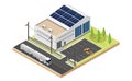 Industry use solar cell roof top in isometric graphic Royalty Free Stock Photo