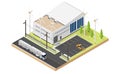 Industry use wind turbine in isometric graphic Royalty Free Stock Photo