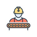 Color illustration icon for Industry Worker, construction and supervisor