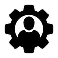 Industry worker icon vector male user person profile avatar with currency money symbol in flat color glyph pictogram Royalty Free Stock Photo