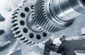Industry workers and gears machinery Royalty Free Stock Photo