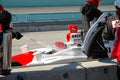 Indy car in pits refueling close up