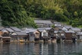 Ancient Fisherman Village on a cloudy day at Ine Boathouse of Kyoto, JAPAN.