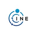 INE letter technology logo design on white background. INE creative initials letter IT logo concept. INE letter design