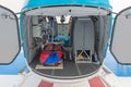 inside of medical helicopter with emergency life support equipment Royalty Free Stock Photo