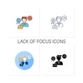 Ineffective communication icons set