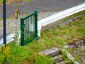 Inefficient fence, stopping fence door that isn& x27;t effective. Garden path fencing.