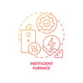 Inefficient furnace red gradient concept icon