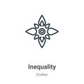 Inequality outline vector icon. Thin line black inequality icon, flat vector simple element illustration from editable zodiac Royalty Free Stock Photo