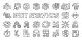 Inet services, icon in line design. Inet, services, internet, connectivity, online, network, technology on white