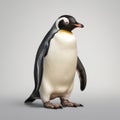 Realistic 3d Penguin Figure On Grey Background Stock Photo