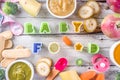 Colorful baby food puree Royalty Free Stock Photo