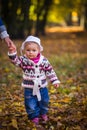 Infant baby girl in park