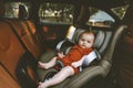 Infant baby sitting in safety car seat Royalty Free Stock Photo