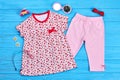 Infant baby summer fashion background. Royalty Free Stock Photo