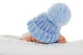 Infant with blue knit hat Royalty Free Stock Photo