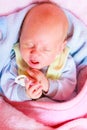 Little newborn baby sleeping calmly in blanket Royalty Free Stock Photo