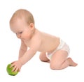 Infant child baby infant girl hold apple Royalty Free Stock Photo