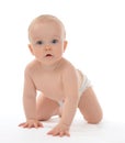 Infant child baby toddler sitting or crawling happy smiling Royalty Free Stock Photo