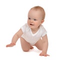 Infant child baby toddler sitting or crawling happy smiling Royalty Free Stock Photo