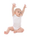 Infant child baby toddler sitting hands up