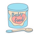 Infant formula or baby milk in color doodle style