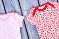 Infant girl clean clothes on rope. Royalty Free Stock Photo