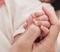 Infant hand and mother hand Royalty Free Stock Photo