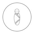 Infant icon in outline style isolated on white background. Baby born symbol stock vector illustration.