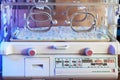 Infant incubator closeup. medical technology background. Royalty Free Stock Photo