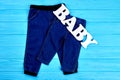 Infant kids dark jean trousers.