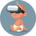 Little Baby using VR Glasses Vector Cartoon illustration.