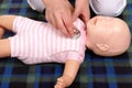 Infant medical examination demonstration Royalty Free Stock Photo