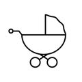 Infant Stroller Outline Pictogram. Baby Carriage Black Line Icon. Child Born Pram Maternity Flat Symbol. Babysitter