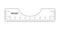 Infant T shirt size alignment guide. Ruler for centering clothing design. Sewing measurement tool with markup and