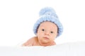 Infant wearing blue knit hat Royalty Free Stock Photo