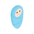 Infant wrapped in swaddling clothes