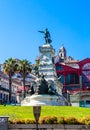 View of D. Henrique Prince Henry the Navigator statue in Porto city in Portugal. Hard Club formerly Ferreira Borges Market on