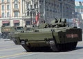 Infantry fighting vehicle BMP on medium tracked platform kurganets-25 for the parade rehearsal in Moscow. Royalty Free Stock Photo